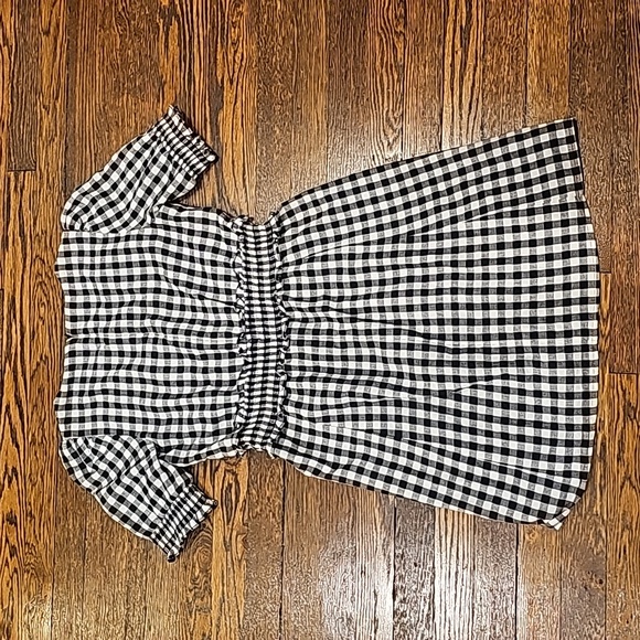 Sezane Sixtine Gingham Mini Dress Black White Plaid - Picture 10 of 10